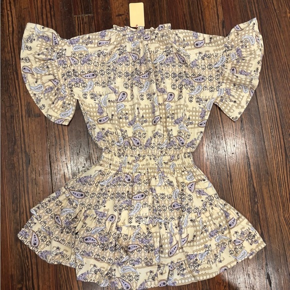 Entro NWT tasseled Paisley Dress Sz Medium Flutter Sleeve Ruffle - Picture 11 of 13